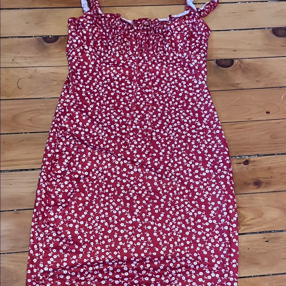 SHEIN Red Floral Midi Dress